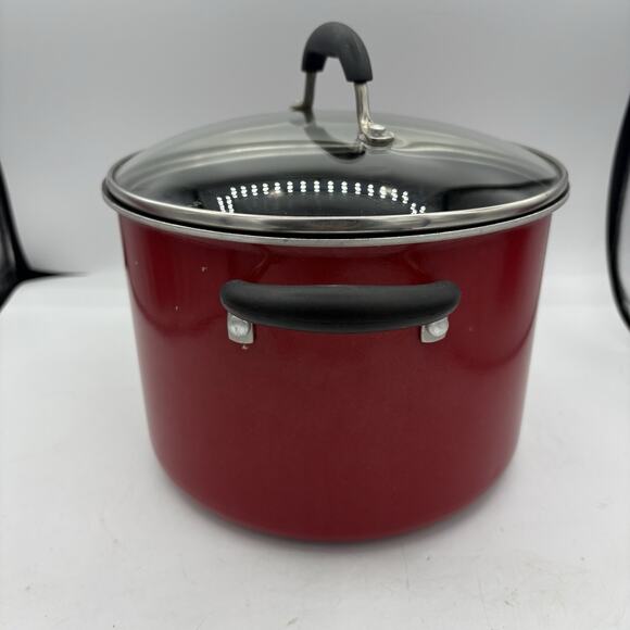 Cuisinart Stockpot 6 Quart Red 5566-22R with Glass Lid Cover Non-Stick - Picture 5 of 13